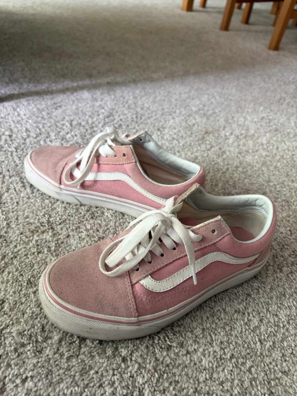 Vans Pink and White Old Skool Sneakers
